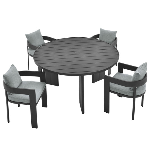 Modway - Tahoe 5-Piece Outdoor Patio Aluminum Dining Set by Modway  Outdoor Furniture Bar and Dining Gray - EEI-7060-GRY-GRY-SET