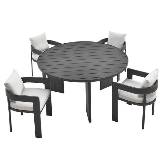 Modway - Tahoe 5-Piece Outdoor Patio Aluminum Dining Set by Modway  Outdoor Furniture Bar and Dining White - EEI-7060-GRY-WHI-SET