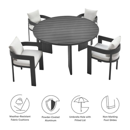 Modway - Tahoe 5-Piece Outdoor Patio Aluminum Dining Set by Modway  Outdoor Furniture Bar and Dining White - EEI-7060-GRY-WHI-SET
