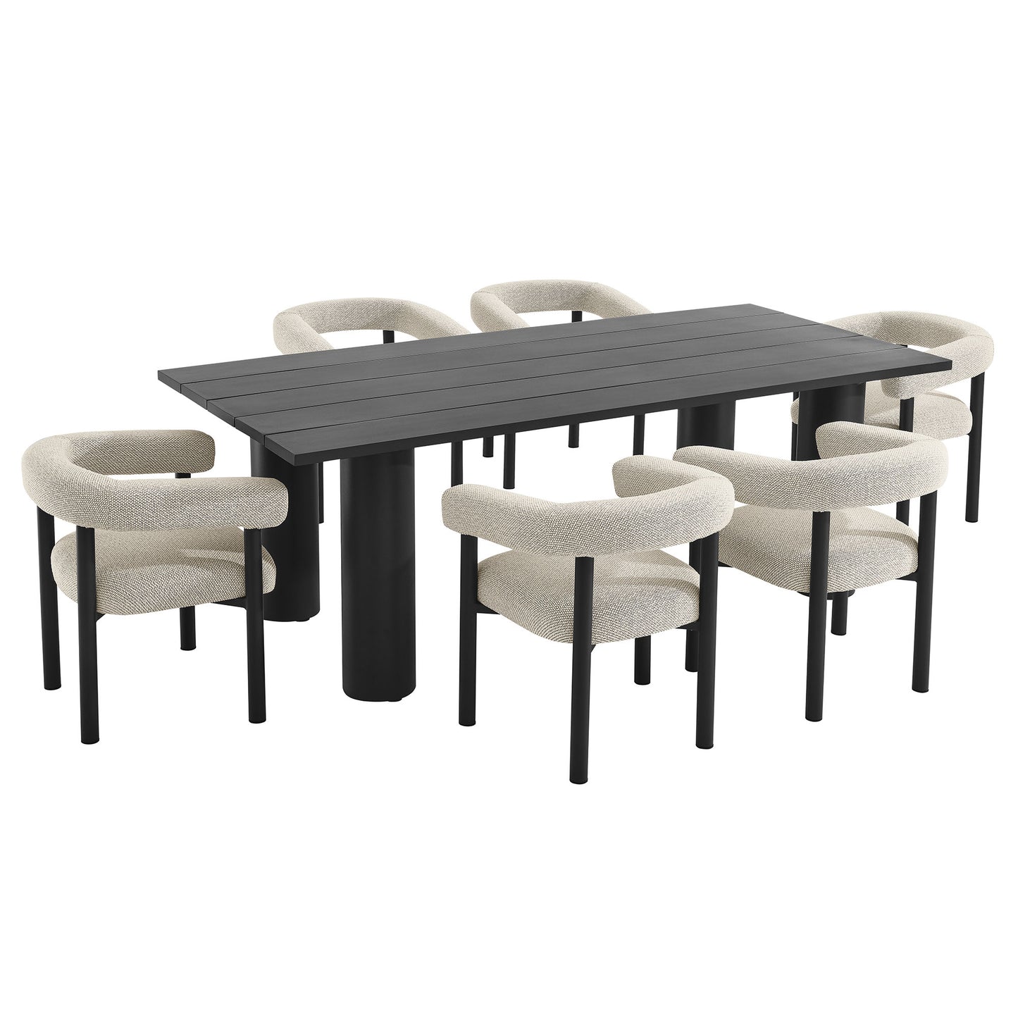 Modway - Nautica 7-Piece Rectangular Outdoor Patio Aluminum Dining Table and Chairs Set by Modway  Outdoor Furniture Bar and Dining Gray - EEI-7062-IVO-GPH