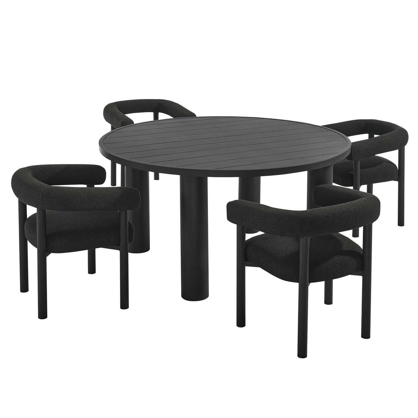 Modway - Nautica 5-Piece Round Outdoor Patio Aluminum Dining Table and Chairs Set by Modway  Outdoor Furniture Bar and Dining Gray - EEI-7063-CHA-GPH