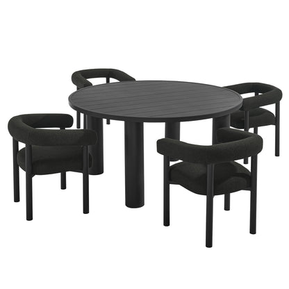Modway - Nautica 5-Piece Round Outdoor Patio Aluminum Dining Table and Chairs Set by Modway  Outdoor Furniture Bar and Dining Gray - EEI-7063-CHA-GPH