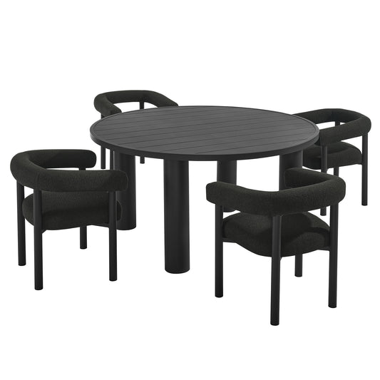 Modway - Nautica 5-Piece Round Outdoor Patio Aluminum Dining Table and Chairs Set by Modway  Outdoor Furniture Bar and Dining Gray - EEI-7063-CHA-GPH