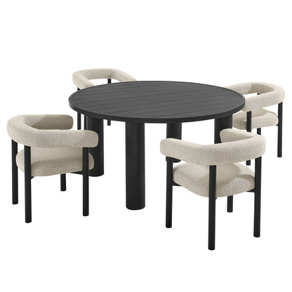 Modway - Nautica 5-Piece Round Outdoor Patio Aluminum Dining Table and Chairs Set by Modway  Outdoor Furniture Bar and Dining Gray - EEI-7063-IVO-GPH