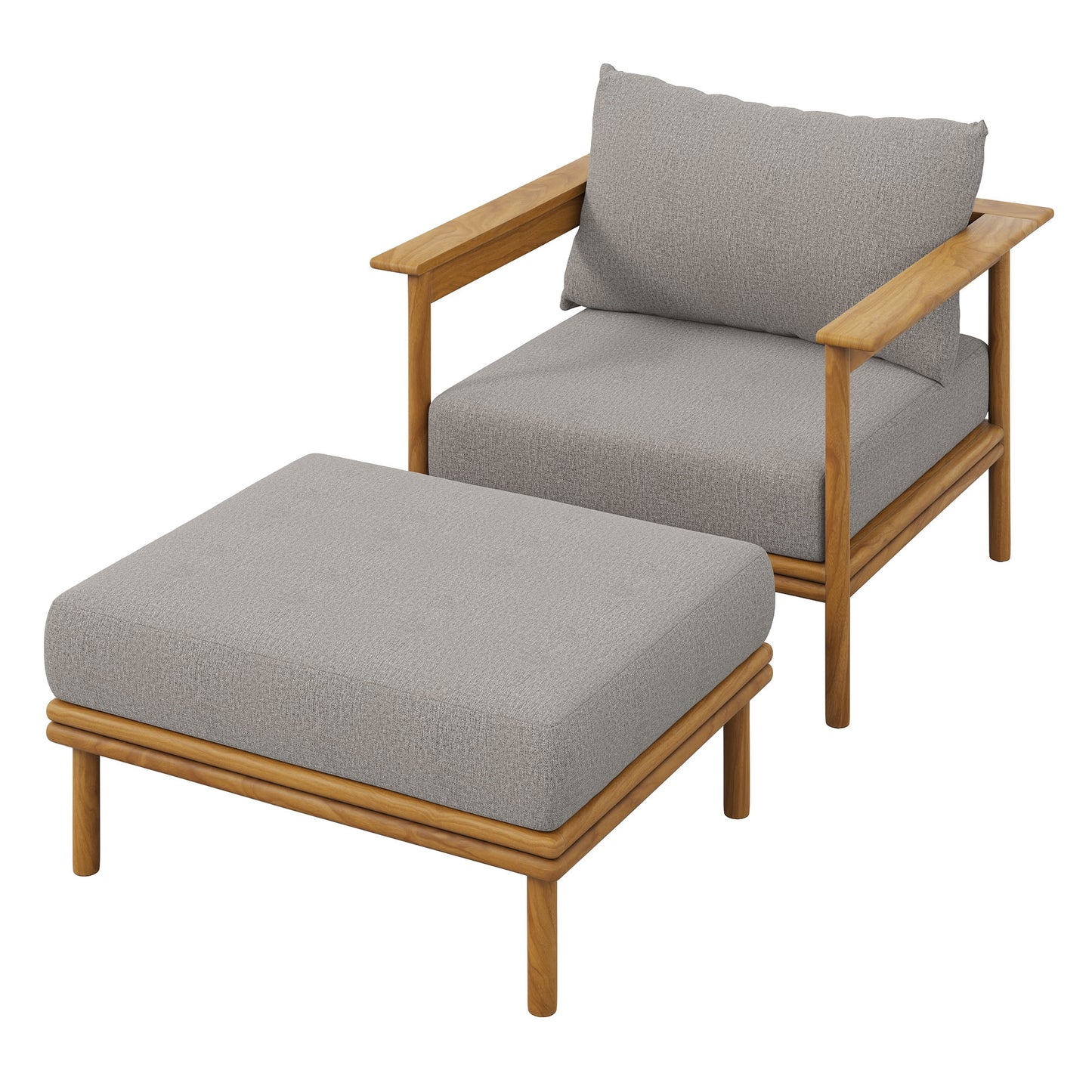 Modway - Wren Outdoor Patio Teak Wood Armchair and Ottoman Set by Modway  Outdoor Furniture Sofa Sectionals Brown - EEI-7067-NAT-DRI