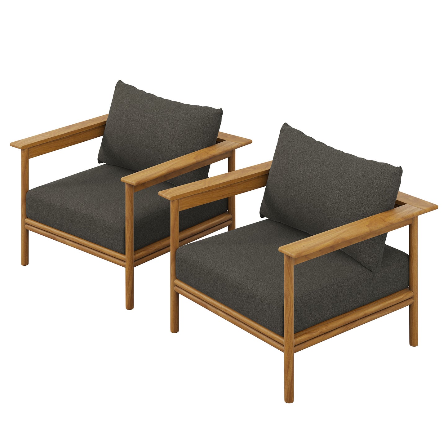 Modway - Wren Outdoor Patio Teak Wood Armchair Set of 2 by Modway  Outdoor Furniture Sofa Sectionals Gray - EEI-7068-NAT-FLI