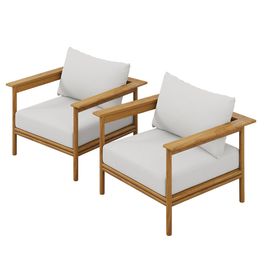 Modway - Wren Outdoor Patio Teak Wood Armchair Set of 2 by Modway  Outdoor Furniture Sofa Sectionals White - EEI-7068-NAT-SAI