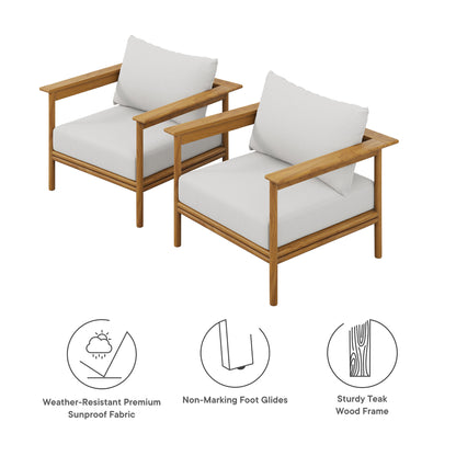 Modway - Wren Outdoor Patio Teak Wood Armchair Set of 2 by Modway  Outdoor Furniture Sofa Sectionals White - EEI-7068-NAT-SAI