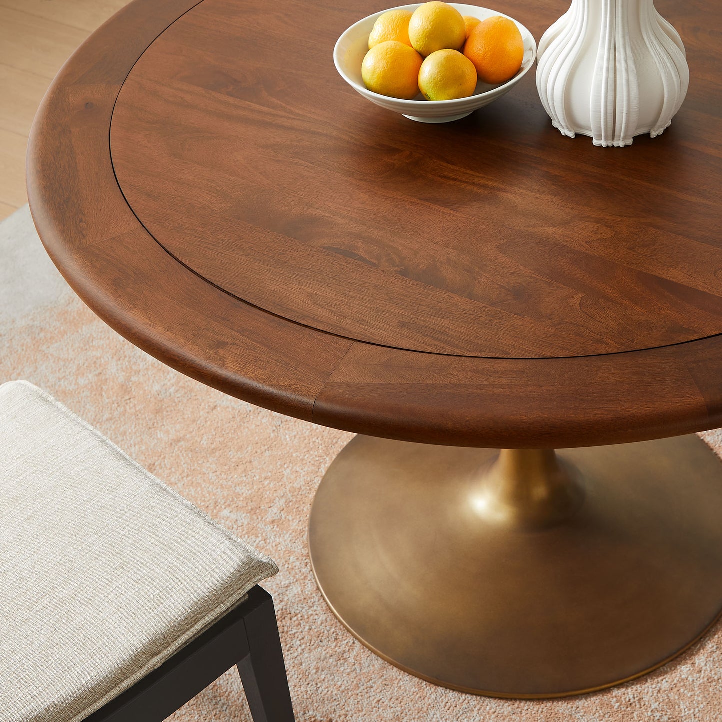 Modway - Lippa 48" Round Pedestal Solid Wood Dining Table by Modway  Bar and Dining Bar and Dining Tables Brown - EEI-7070-BRA-WAL