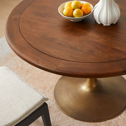Modway - Lippa 48" Round Pedestal Solid Wood Dining Table by Modway  Bar and Dining Bar and Dining Tables Brown - EEI-7070-BRA-WAL