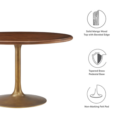 Modway - Lippa 48" Round Pedestal Solid Wood Dining Table by Modway  Bar and Dining Bar and Dining Tables Brown - EEI-7070-BRA-WAL