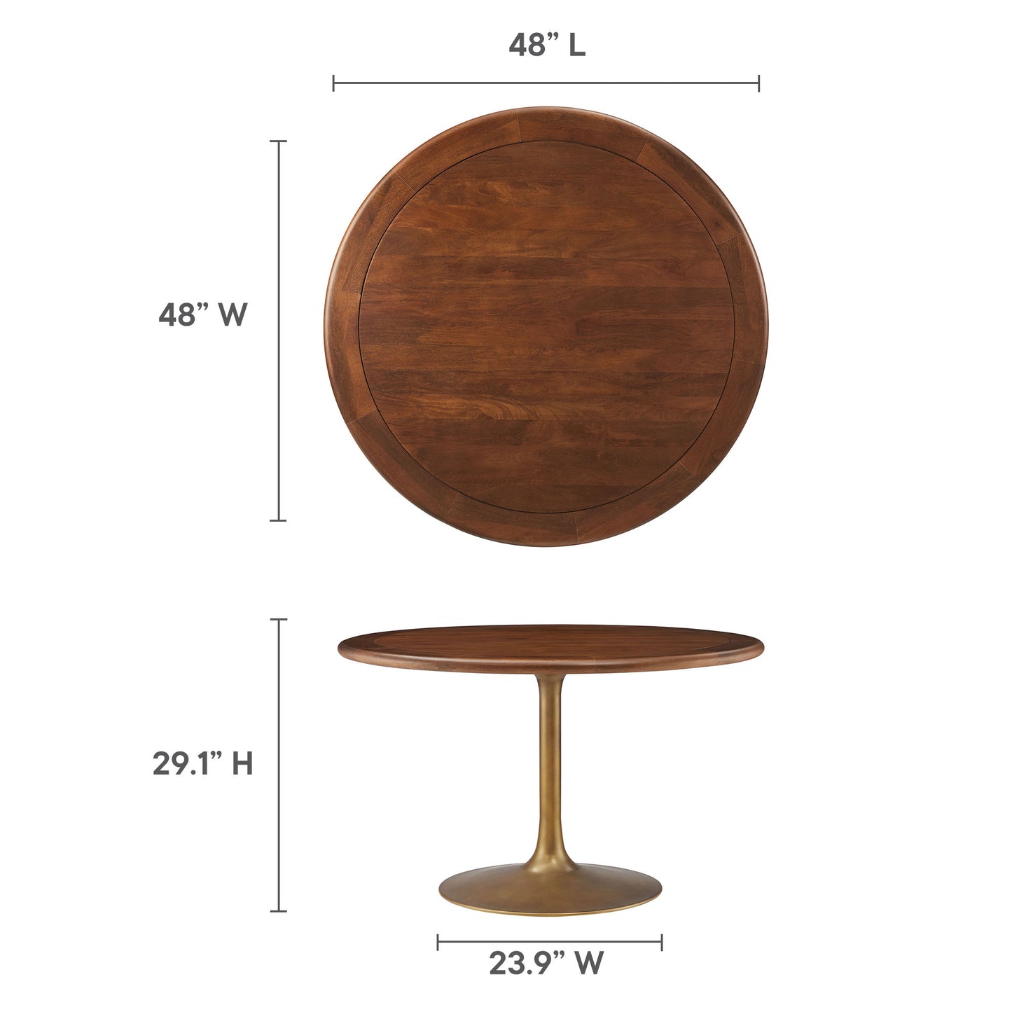 Modway - Lippa 48" Round Pedestal Solid Wood Dining Table by Modway  Bar and Dining Bar and Dining Tables Brown - EEI-7070-BRA-WAL