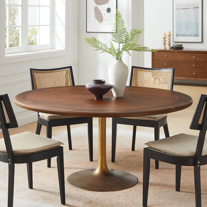 Modway - Lippa 60" Round Pedestal Solid Wood Dining Table by Modway  Bar and Dining Bar and Dining Tables Brown - EEI-7071-BRA-WAL