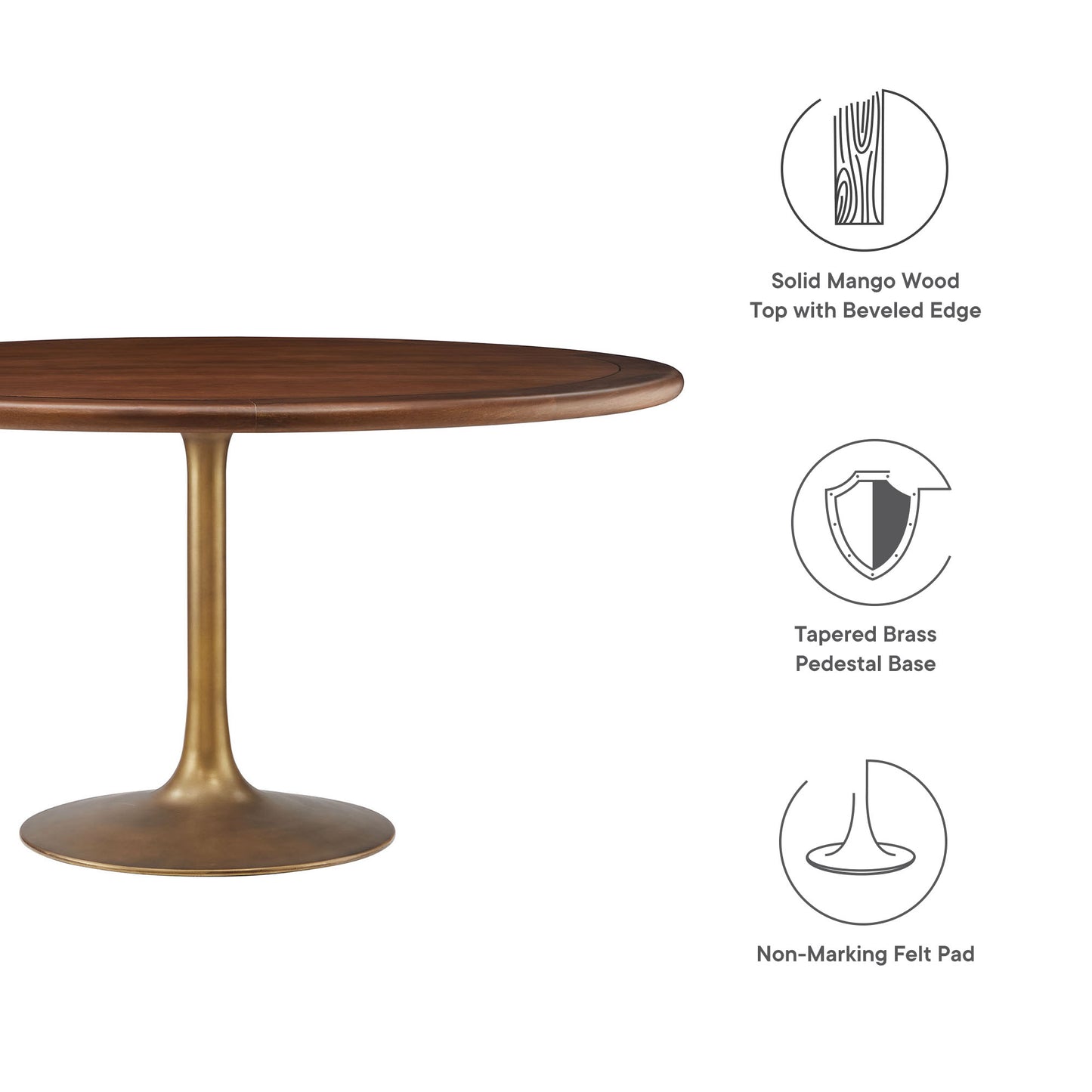 Modway - Lippa 60" Round Pedestal Solid Wood Dining Table by Modway  Bar and Dining Bar and Dining Tables Brown - EEI-7071-BRA-WAL