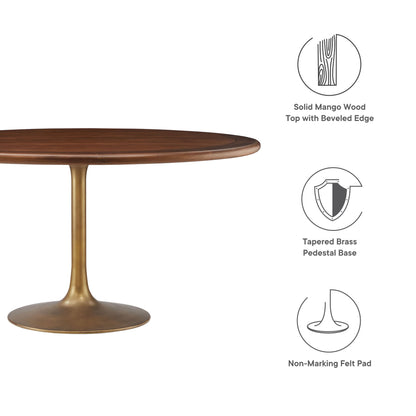 Modway - Lippa 60" Round Pedestal Solid Wood Dining Table by Modway  Bar and Dining Bar and Dining Tables Brown - EEI-7071-BRA-WAL