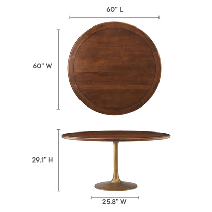Modway - Lippa 60" Round Pedestal Solid Wood Dining Table by Modway  Bar and Dining Bar and Dining Tables Brown - EEI-7071-BRA-WAL