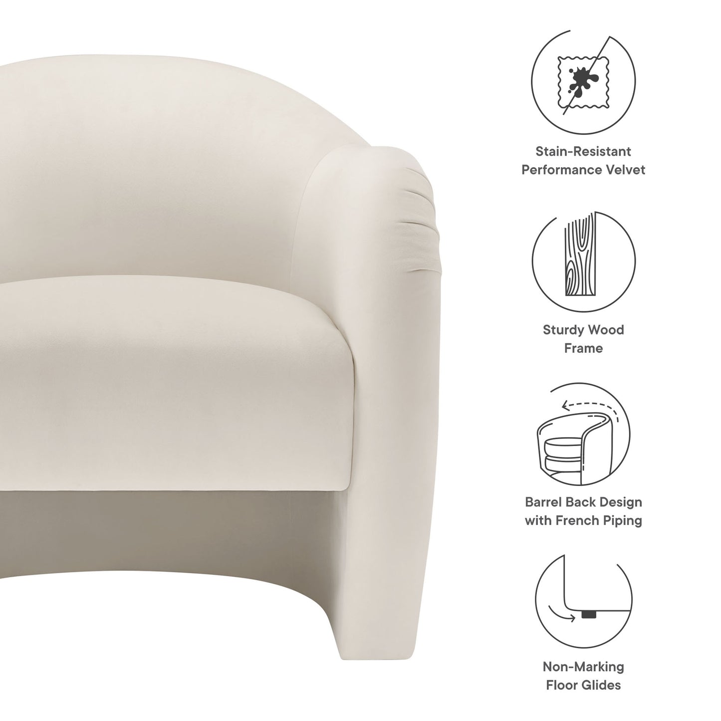 Modway - Compose Performance Velvet Accent Chair by Modway  Living Room Sofas and Armchairs White - EEI-7074-ALA