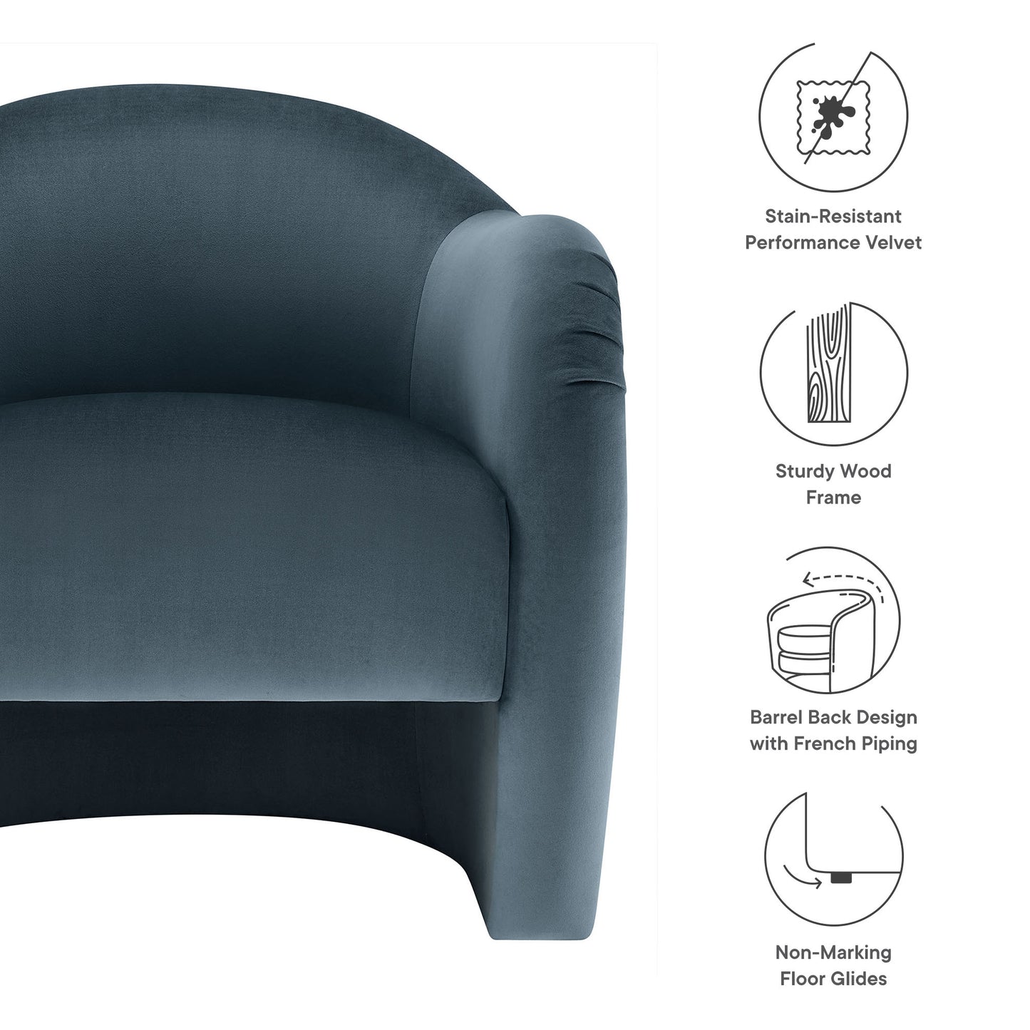 Modway - Compose Performance Velvet Accent Chair by Modway  Living Room Sofas and Armchairs Blue - EEI-7074-CAB