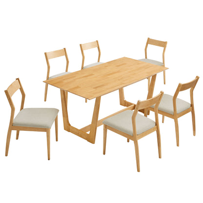 Modway - Solara 7-Piece Wood Dining Set with Fabric Upholstered Side Chairs by Modway  Bar and Dining Dining Sets Brown - EEI-7079-NAT-HEB
