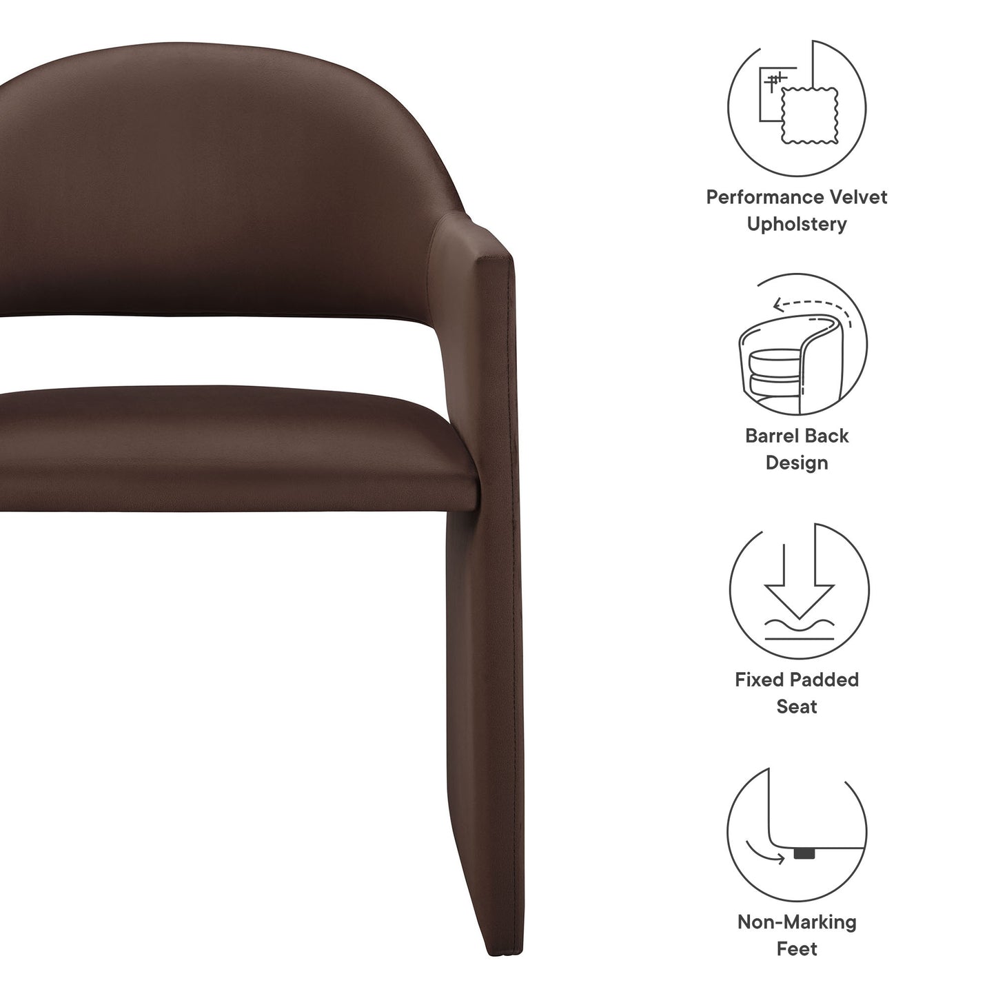 Modway - Talia Performance Velvet Dining Armchair by Modway  Bar and Dining Dining Chairs Brown - EEI-7081-CHB