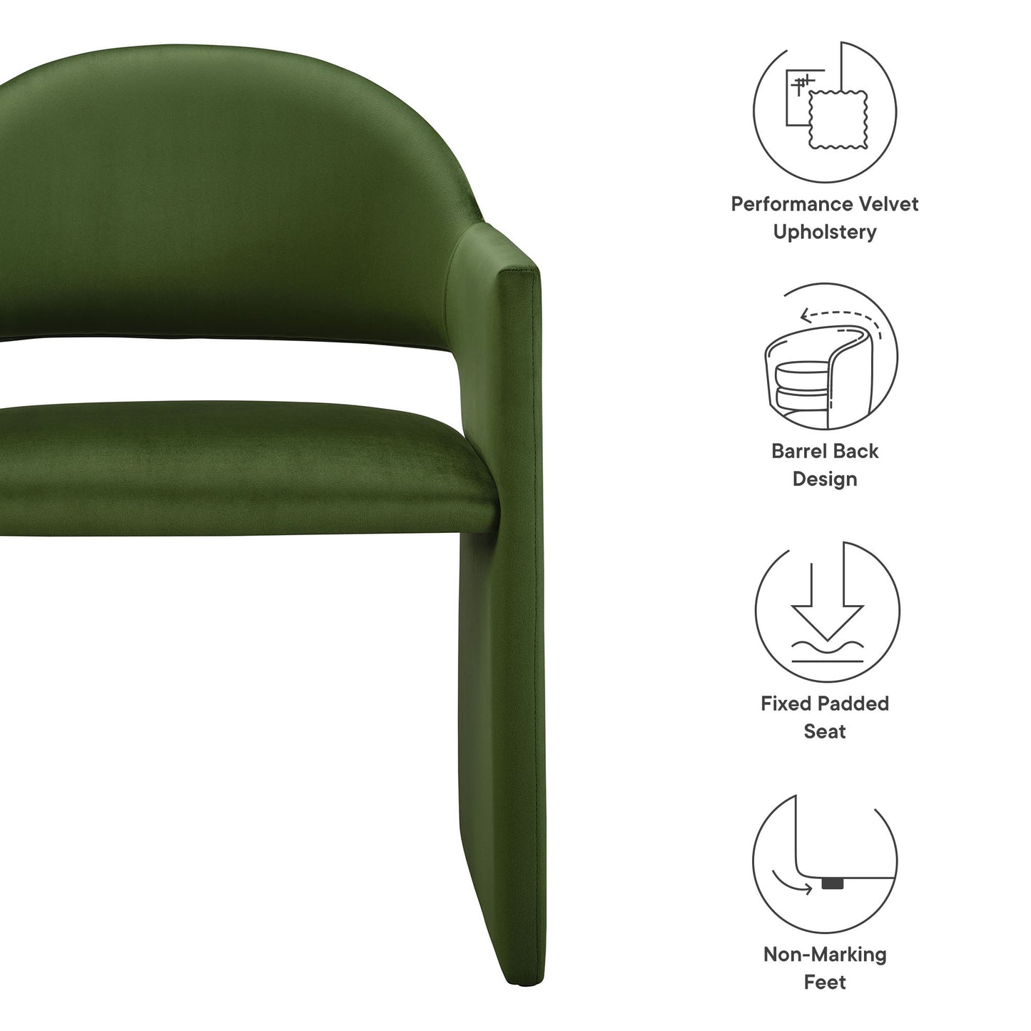 Modway - Talia Performance Velvet Dining Armchair by Modway  Bar and Dining Dining Chairs Green - EEI-7081-MOG