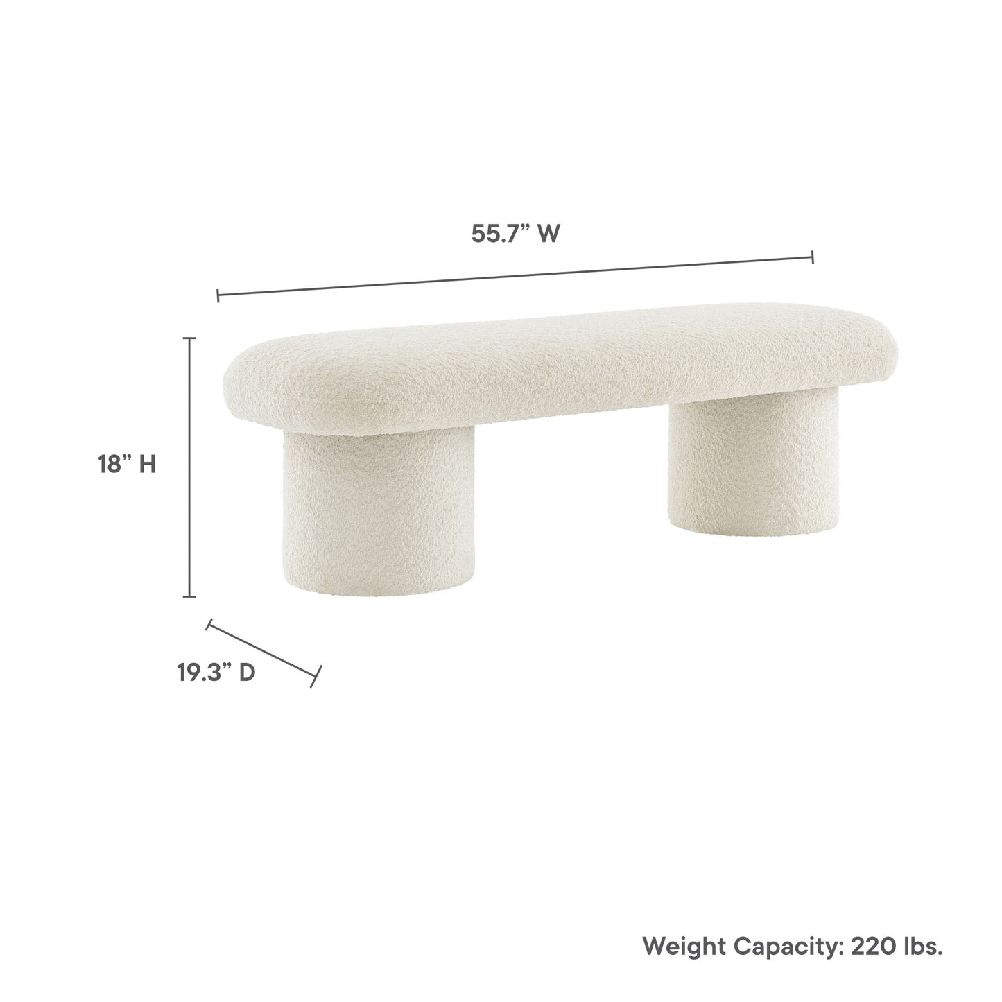 Modway - Orla Chenille Upholstered Bench by Modway  Living Room Benches and Stools White - EEI-7084-CRE