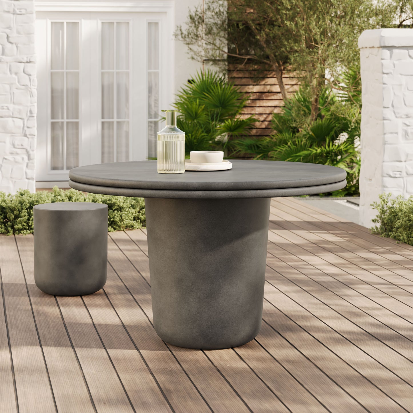 Modway - Brion 48" Indoor - Outdoor Patio Concrete Round Dining Table by Modway  Outdoor Furniture Bar and Dining Gray - EEI-7087-GRY