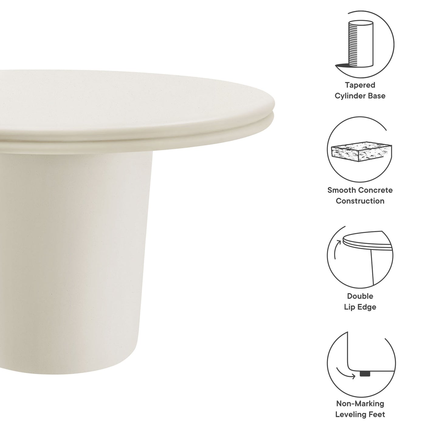 Modway - Brion 48" Indoor - Outdoor Patio Concrete Round Dining Table by Modway  Outdoor Furniture Bar and Dining White - EEI-7087-WHI