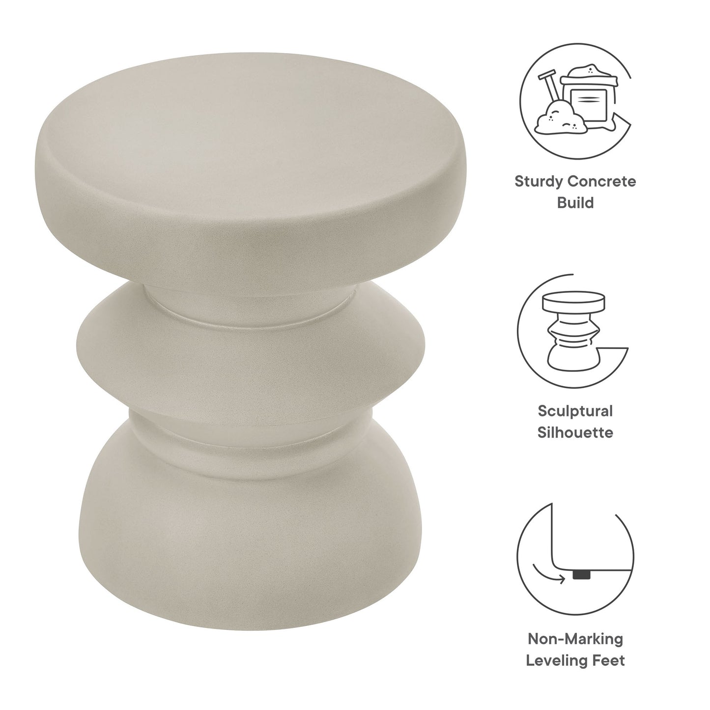 Modway - Terza Indoor - Outdoor Patio Concrete Side Table by Modway  Living Room Tables Gray - EEI-7090-LGR