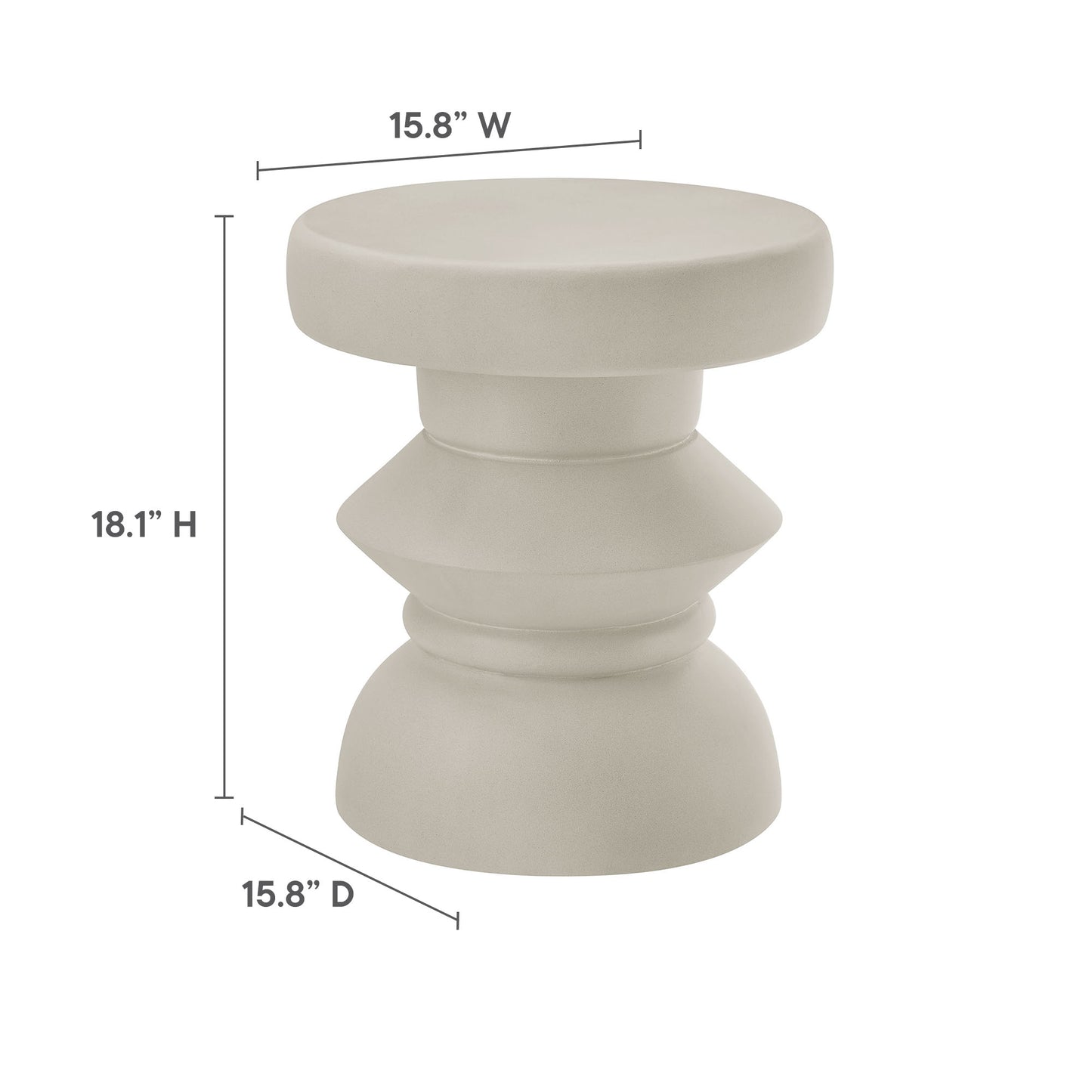 Modway - Terza Indoor - Outdoor Patio Concrete Side Table by Modway  Living Room Tables Gray - EEI-7090-LGR