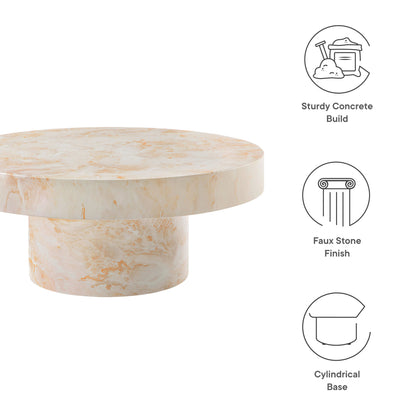 Modway - Alora Indoor - Outdoor Patio Concrete Round Coffee Table by Modway  Living Room Tables Yellow - EEI-7091-HYX