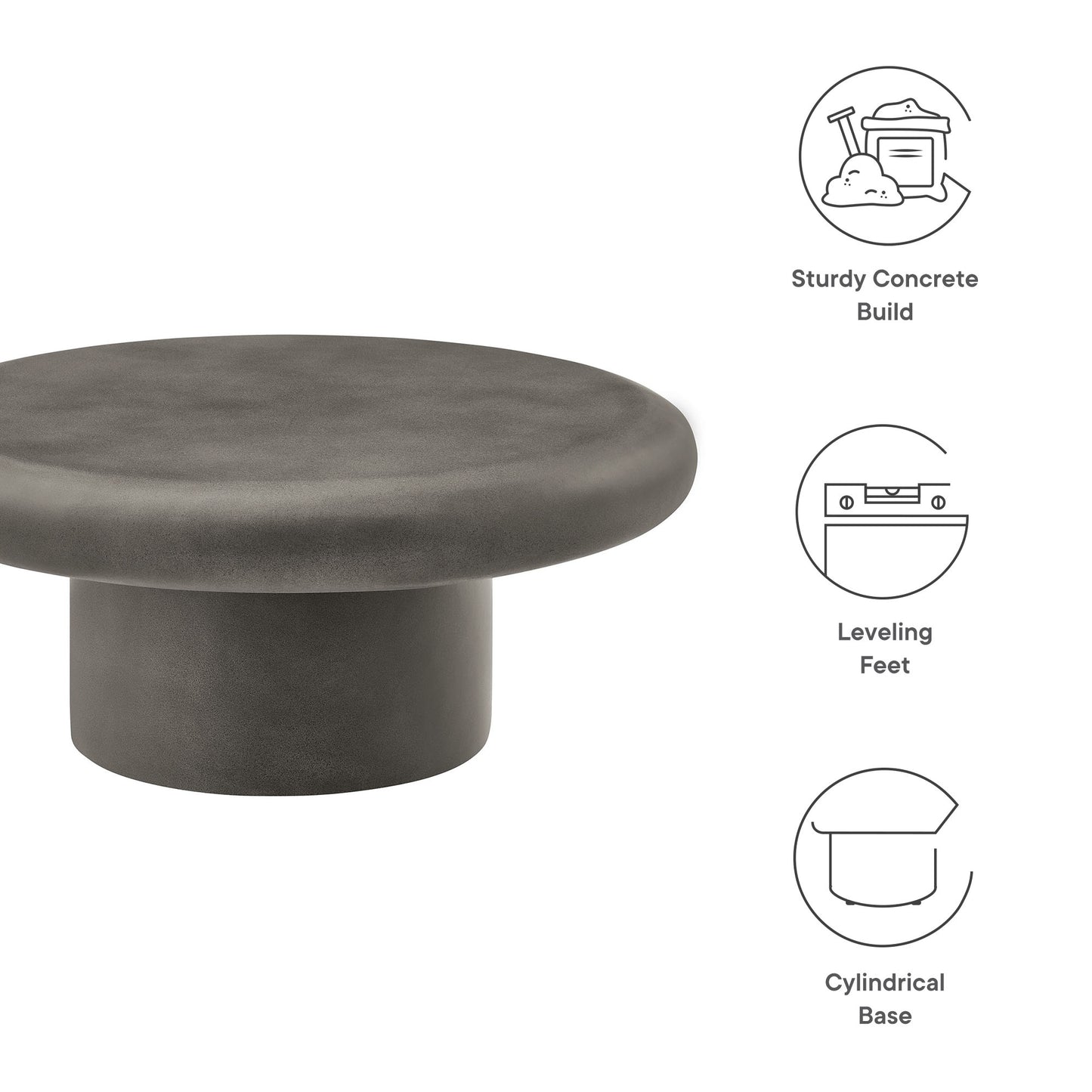 Modway - Argos Indoor - Outdoor Patio Concrete Round Coffee Table by Modway  Outdoor Furniture Bar and Dining Gray - EEI-7092-GRY