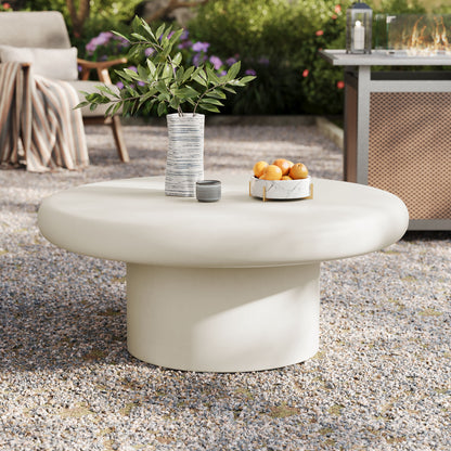 Modway - Argos Indoor - Outdoor Patio Concrete Round Coffee Table by Modway  Outdoor Furniture Bar and Dining White - EEI-7092-WHI