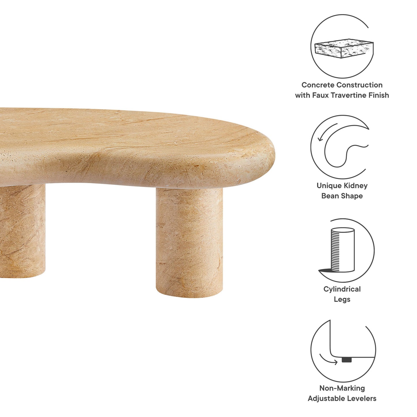 Modway - Elowen Indoor - Outdoor Patio Textured Faux Travertine Coffee Table by Modway  Outdoor Furniture Bar and Dining Brown - EEI-7093-TRV