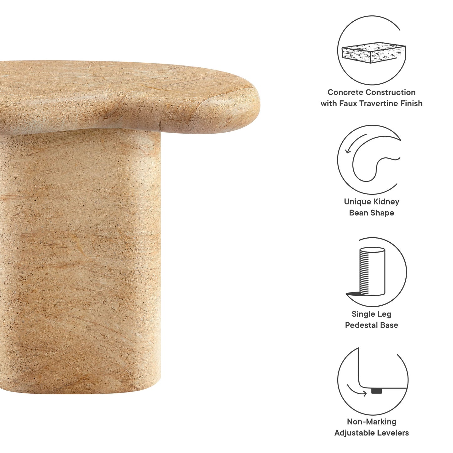 Modway - Elowen Indoor - Outdoor Patio Textured Faux Travertine Side Table by Modway  Outdoor Furniture Bar and Dining Brown - EEI-7094-TRV