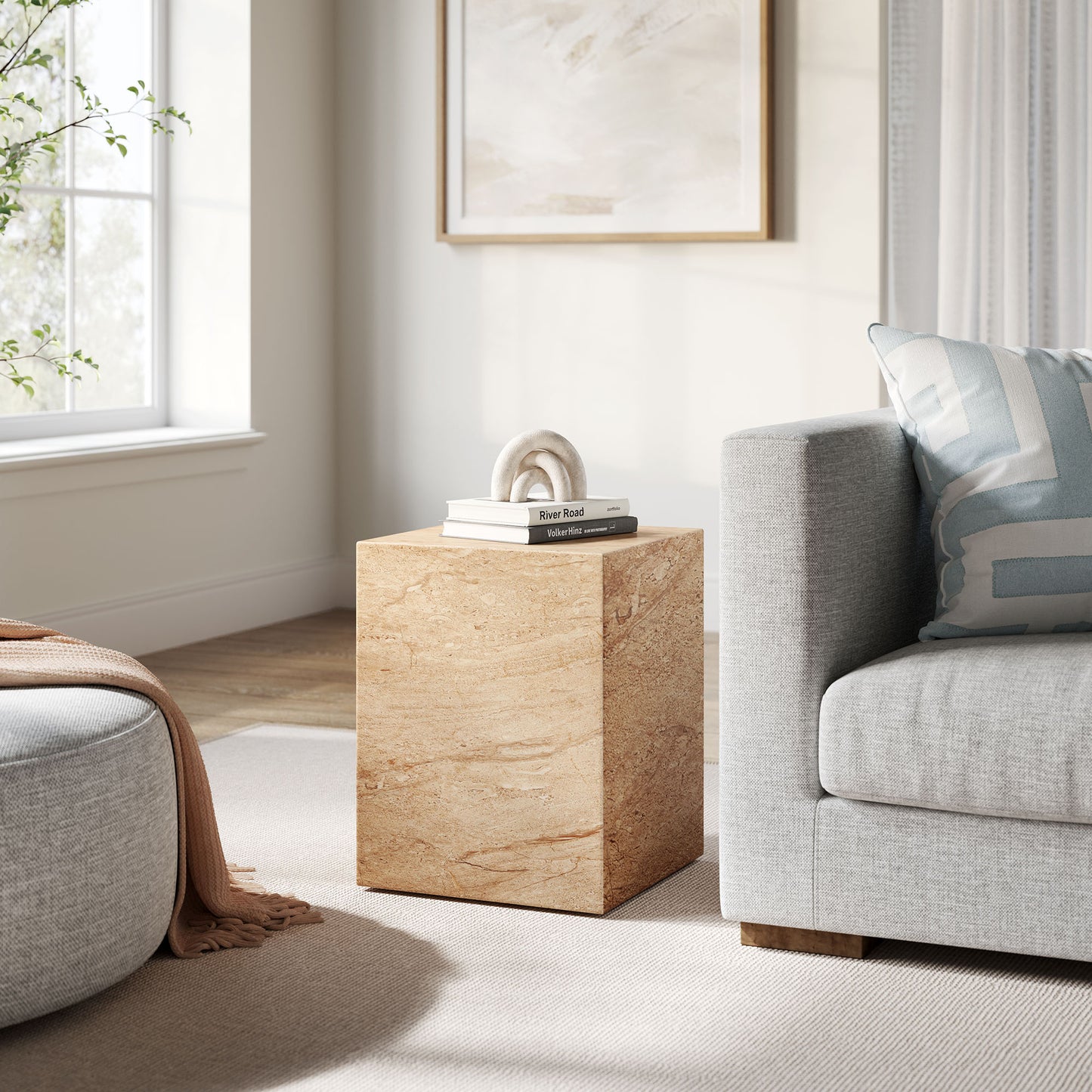 Modway - Jordana Square Plinth Indoor - Outdoor Patio Concrete Side Table by Modway  Outdoor Furniture Bar and Dining Brown - EEI-7096-TRV