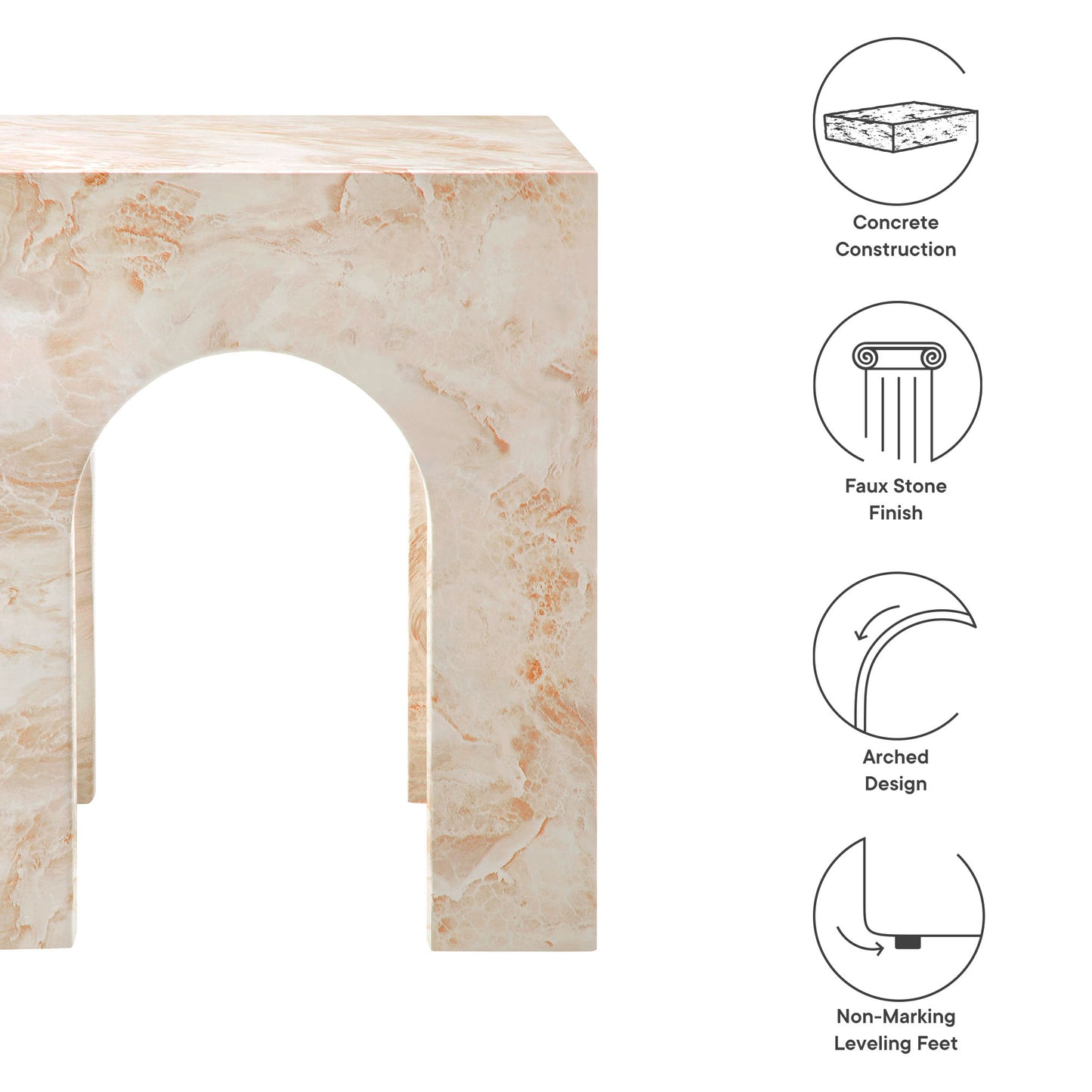 Modway - Valen Square Indoor - Outdoor Patio Arched Concrete Side Table by Modway  Outdoor Furniture Bar and Dining Yellow - EEI-7098-HYX