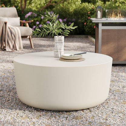 Modway - Brion Round Indoor - Outdoor Patio Concrete Coffee Table by Modway  Outdoor Furniture Bar and Dining White - EEI-7099-WHI