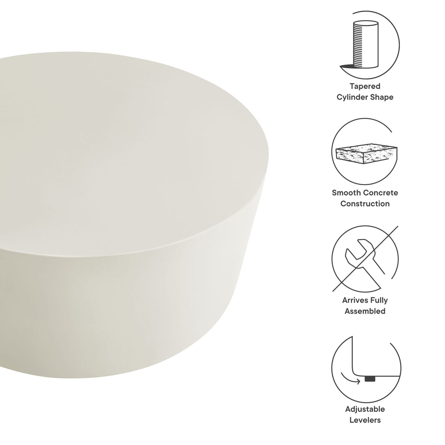 Modway - Brion Round Indoor - Outdoor Patio Concrete Coffee Table by Modway  Outdoor Furniture Bar and Dining White - EEI-7099-WHI