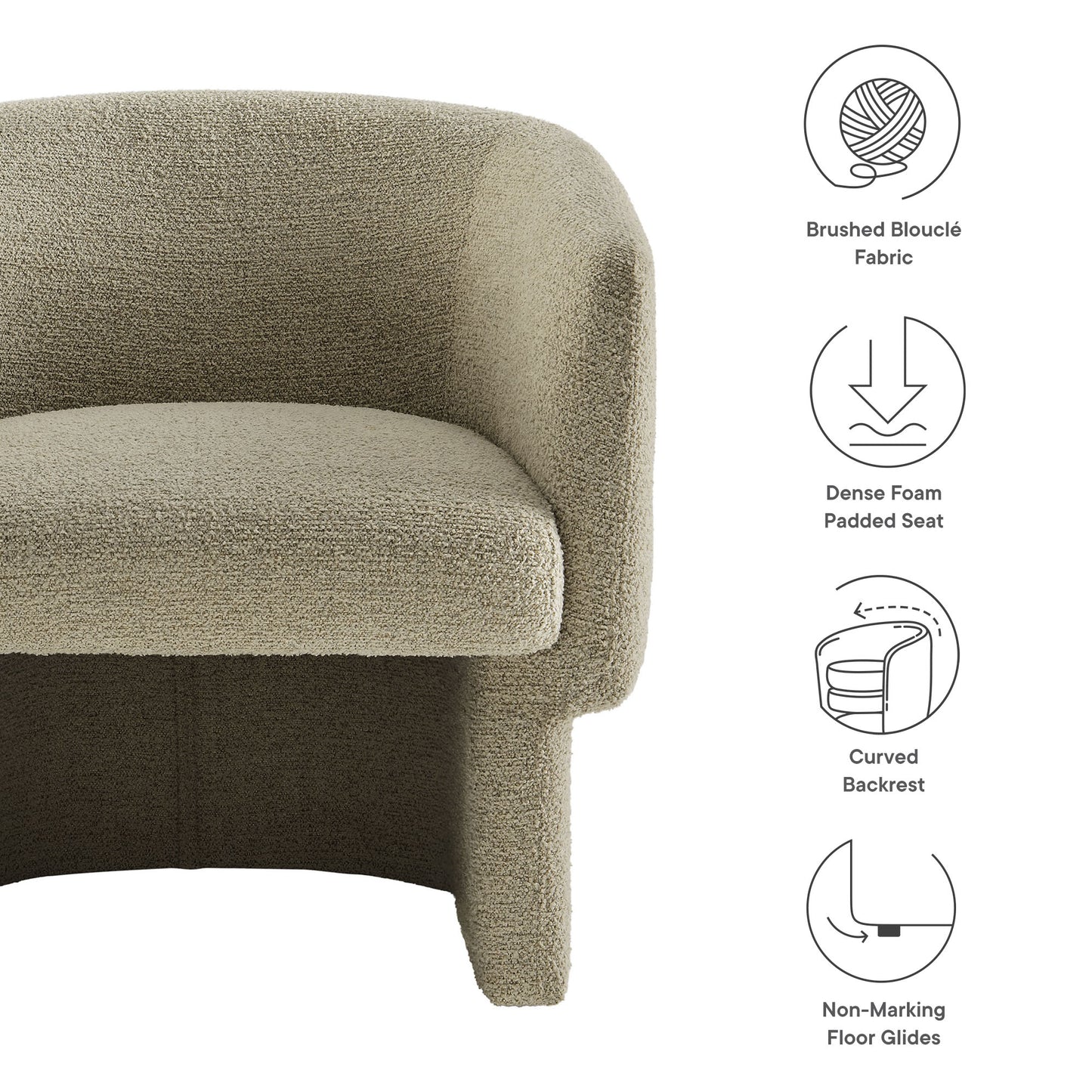 Modway - Muse Boucle Fabric Barrel Accent Chair by Modway  Living Room Sofas and Armchairs Oatmeal - EEI-7100-CRK