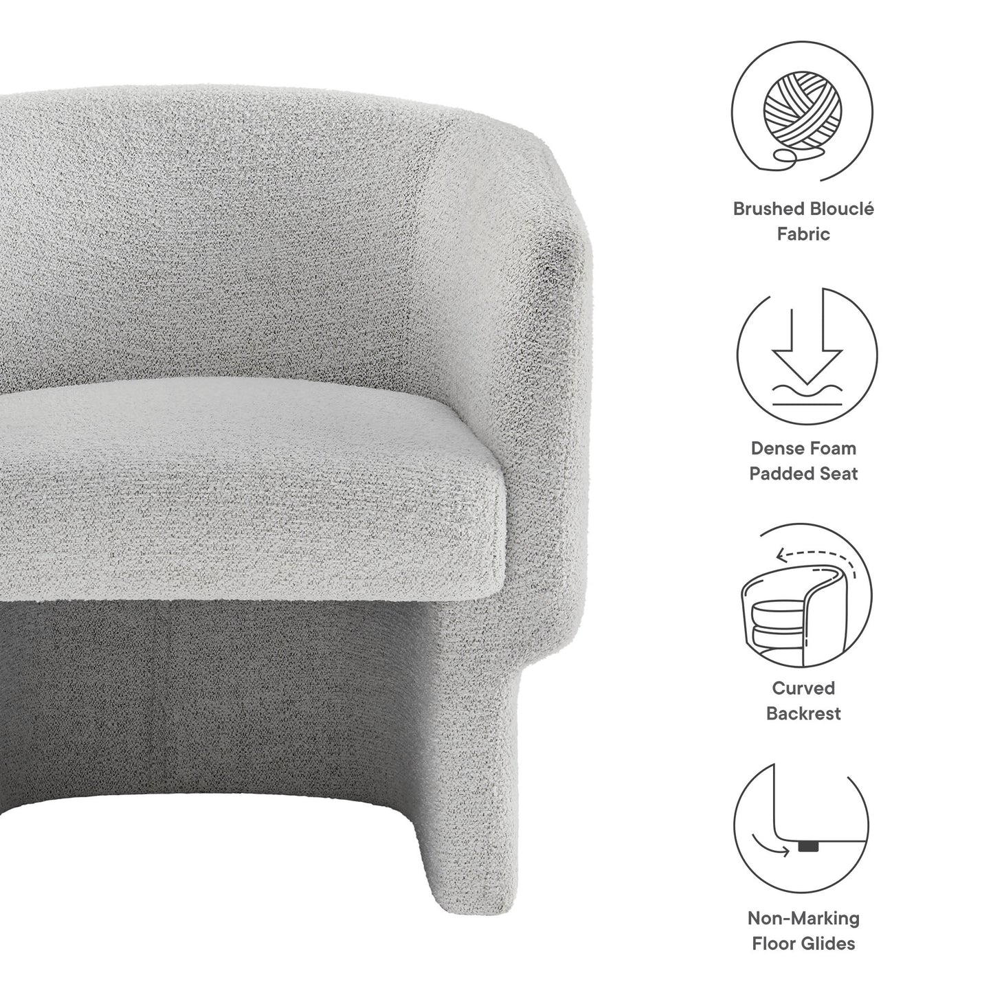 Modway - Muse Boucle Fabric Barrel Accent Chair by Modway  Living Room Sofas and Armchairs White - EEI-7100-NPT