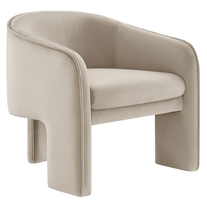 Modway - Greer Performance Velvet Upholstered Accent Armchair by Modway  Living Room Sofas and Armchairs White - EEI-7102-ALM