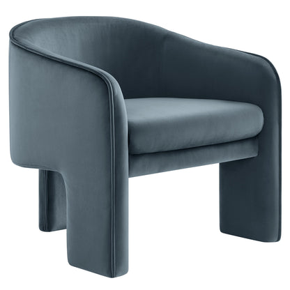Modway - Greer Performance Velvet Upholstered Accent Armchair by Modway  Living Room Sofas and Armchairs Blue - EEI-7102-CAB