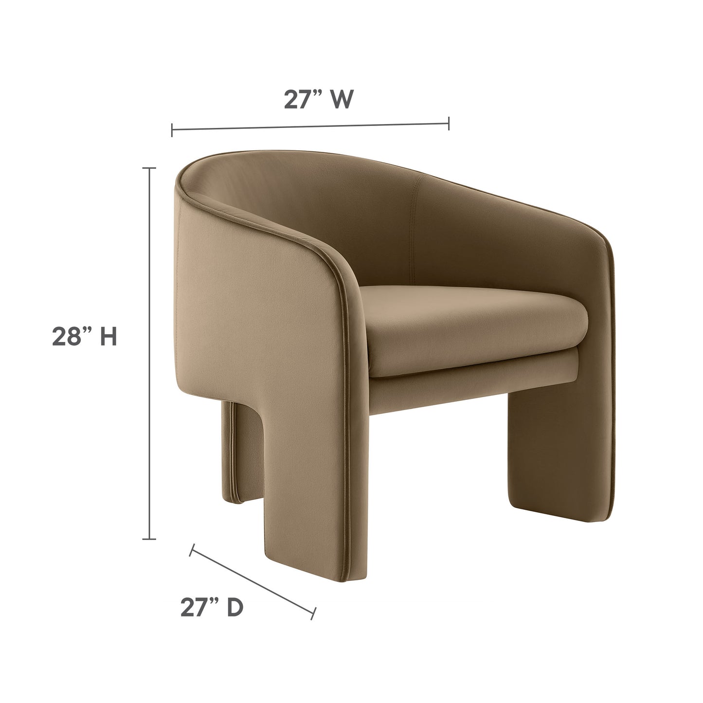 Modway - Greer Performance Velvet Upholstered Accent Armchair by Modway  Living Room Sofas and Armchairs Gray - EEI-7102-TAU