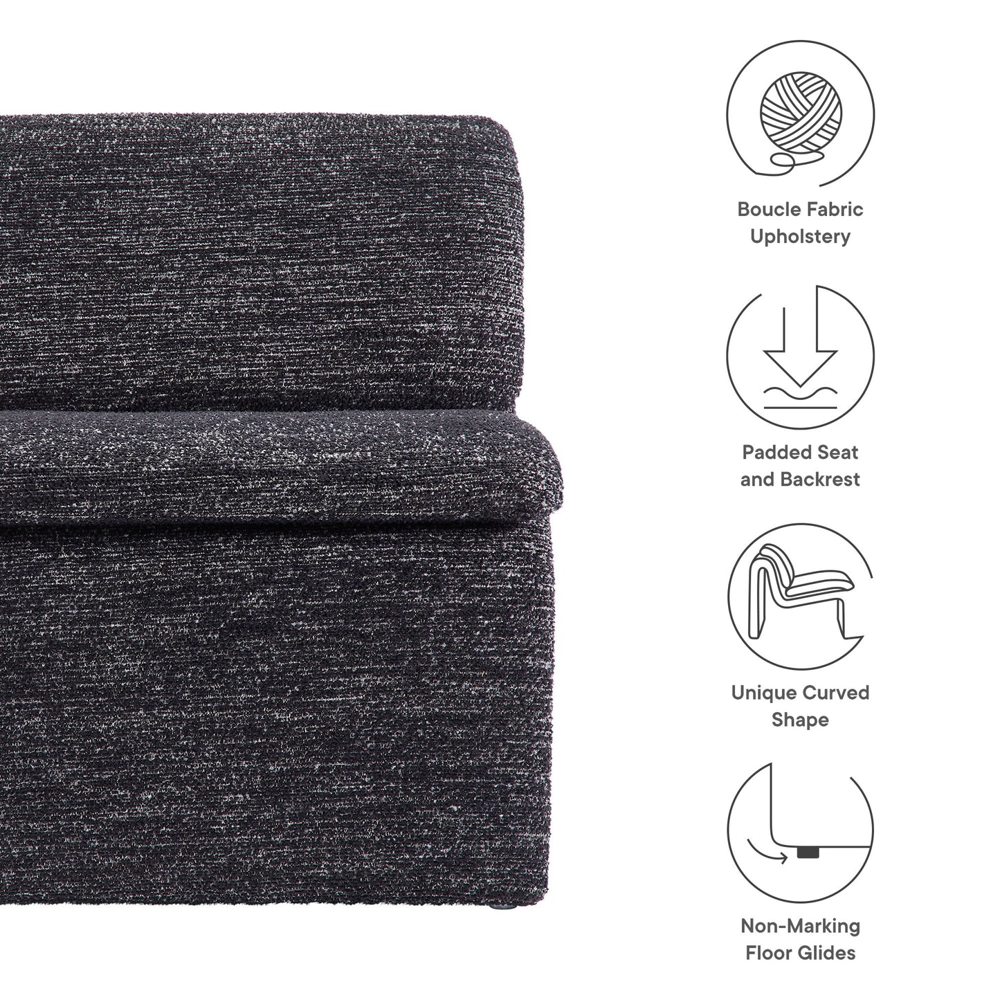 Modway - Dune Boucle Upholstered Armless Accent Chair by Modway  Living Room Sofas and Armchairs Gray - EEI-7103-CHA