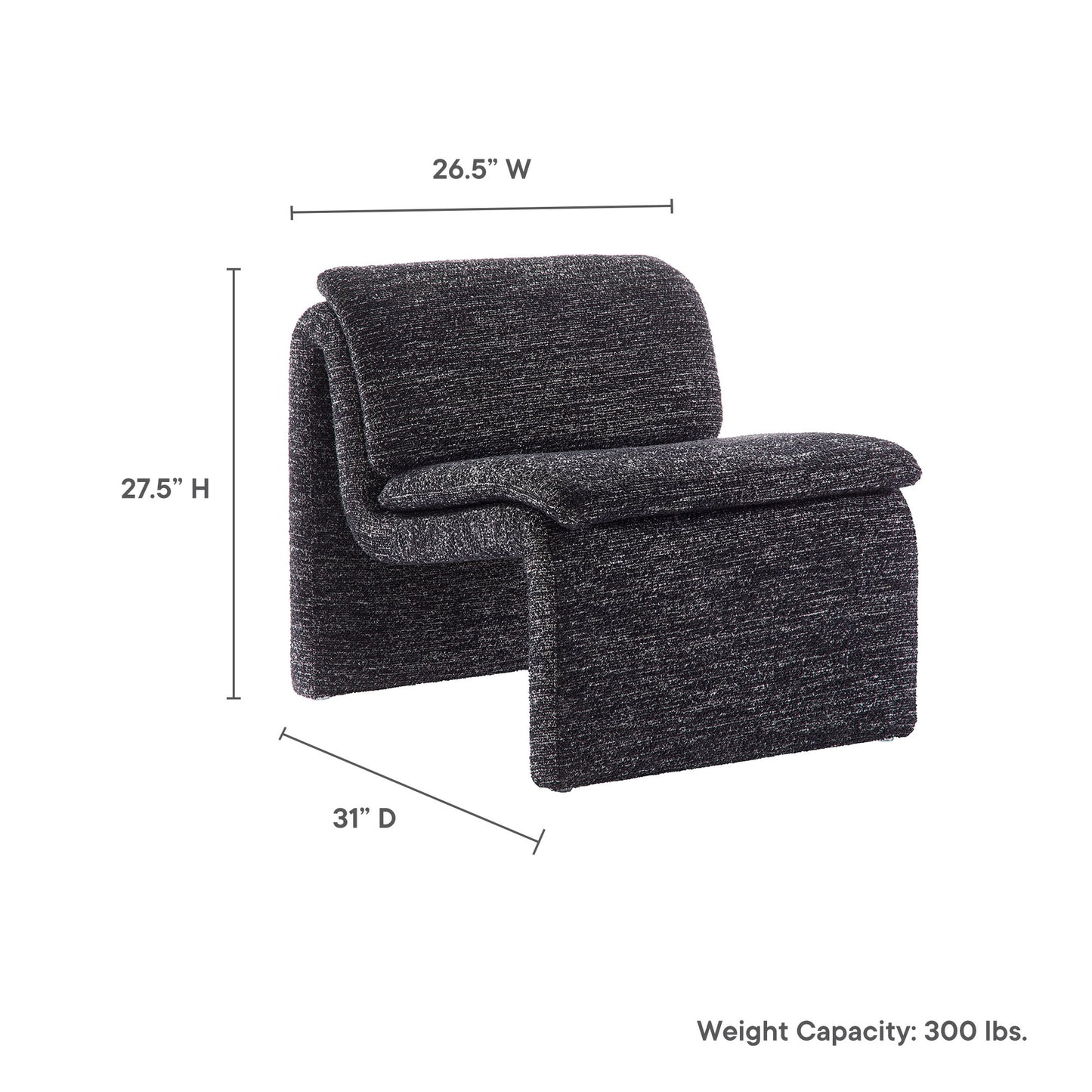 Modway - Dune Boucle Upholstered Armless Accent Chair by Modway  Living Room Sofas and Armchairs Gray - EEI-7103-CHA