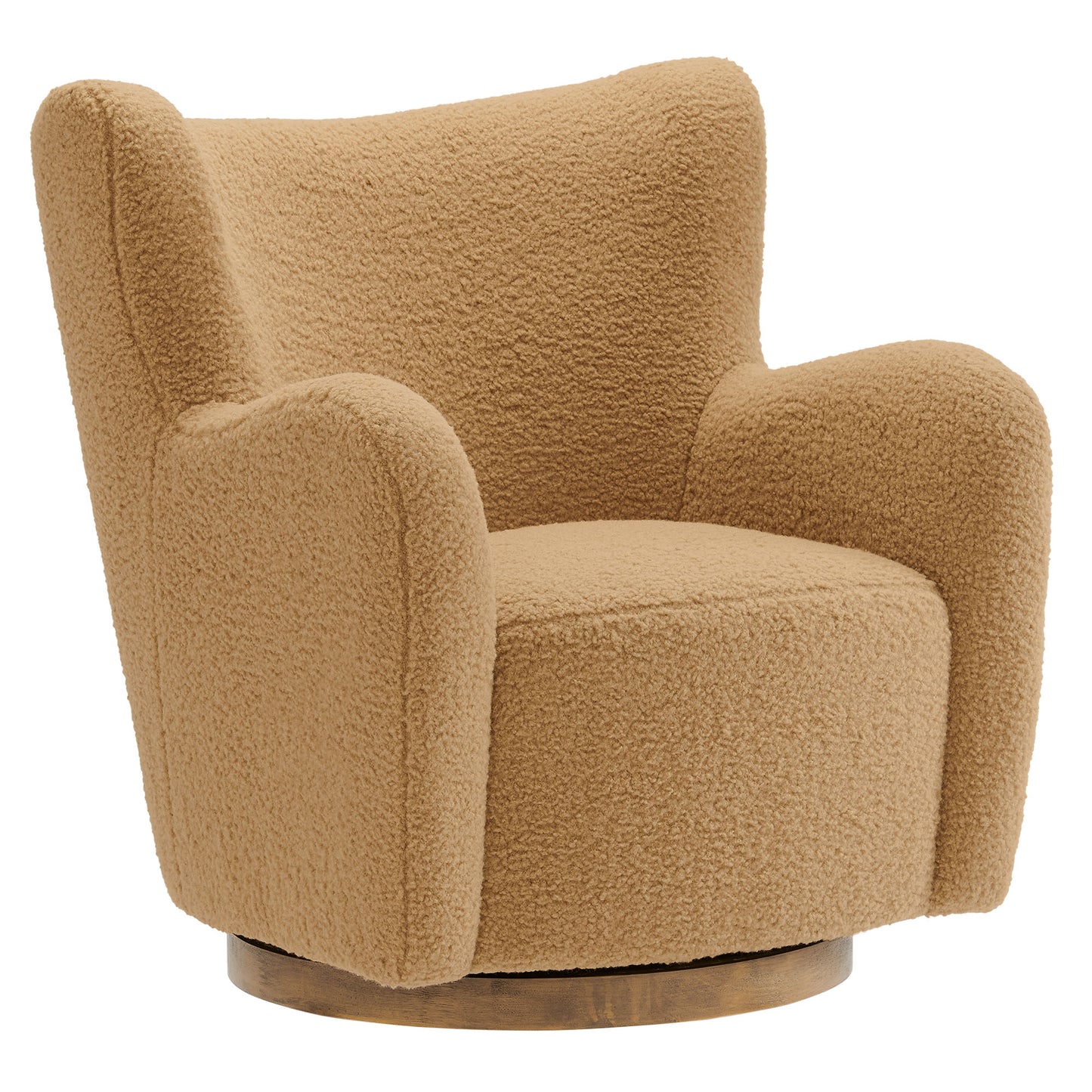 Modway - Montrose Wingback Sherpa Swivel Accent Chair by Modway  Living Room Sofas and Armchairs Brown - EEI-7105-CAM-WAL