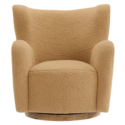 Modway - Montrose Wingback Sherpa Swivel Accent Chair by Modway  Living Room Sofas and Armchairs Brown - EEI-7105-CAM-WAL