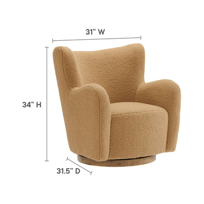 Modway - Montrose Wingback Sherpa Swivel Accent Chair by Modway  Living Room Sofas and Armchairs Brown - EEI-7105-CAM-WAL