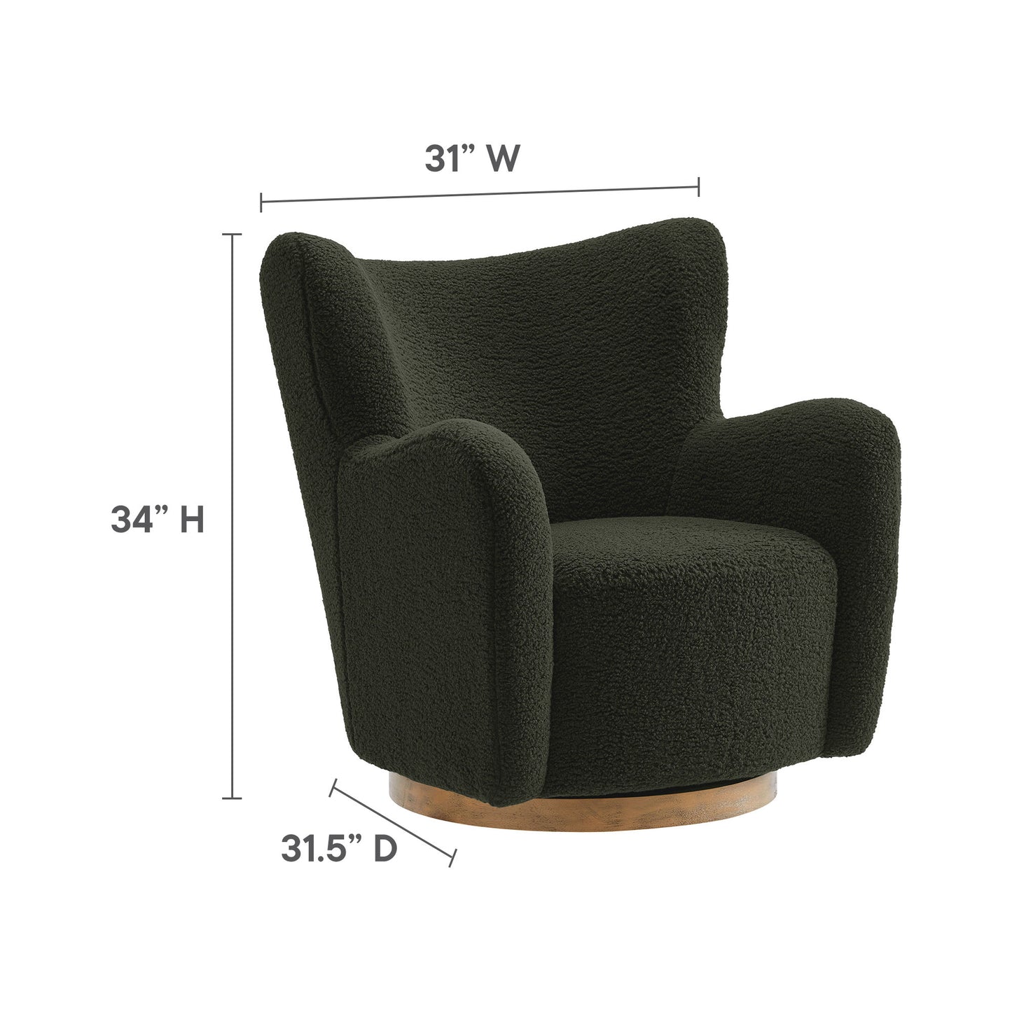 Modway - Montrose Wingback Sherpa Swivel Accent Chair by Modway  Living Room Sofas and Armchairs Brown - EEI-7105-FRN-WAL